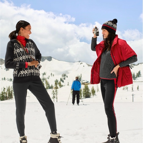 Talbots Zip Front Coatigan Sweater Jacket Wintery Geo Fleece Lined Cozy - Picture 2 of 10